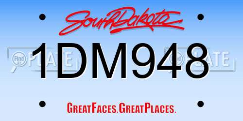 1DM948 South Dakota License Plate