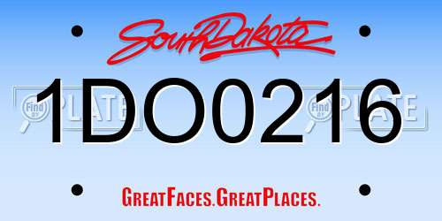 1DO0216 South Dakota License Plate