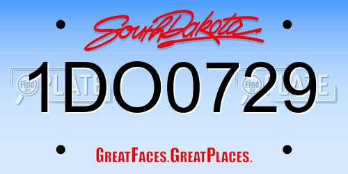 1DO0729 South Dakota License Plate