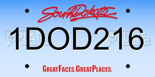 1DOD216 South Dakota License Plate