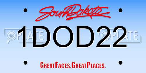 1DOD22 South Dakota License Plate