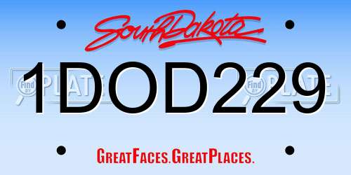 1DOD229 South Dakota License Plate
