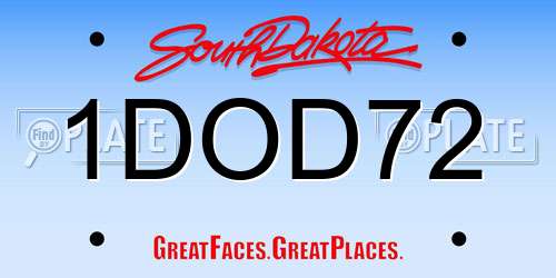 1DOD72 South Dakota License Plate
