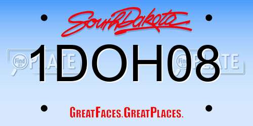 1DOH08 South Dakota License Plate