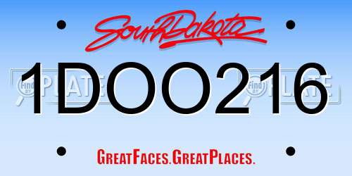 1DOO216 South Dakota License Plate