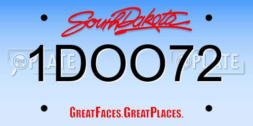 1DOO72 South Dakota License Plate