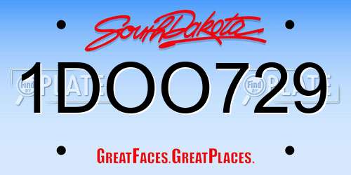 1DOO729 South Dakota License Plate