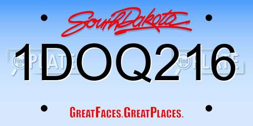 1DOQ216 South Dakota License Plate