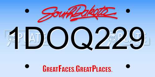 1DOQ229 South Dakota License Plate