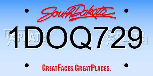 1DOQ729 South Dakota License Plate