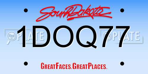 1DOQ77 South Dakota License Plate