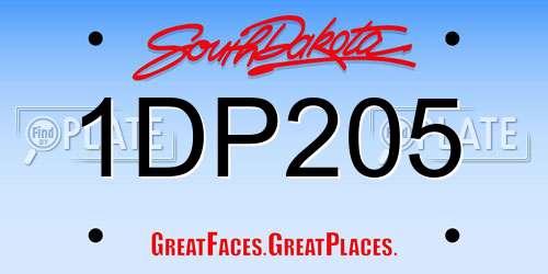 1DP205 South Dakota License Plate