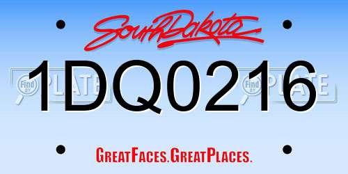 1DQ0216 South Dakota License Plate