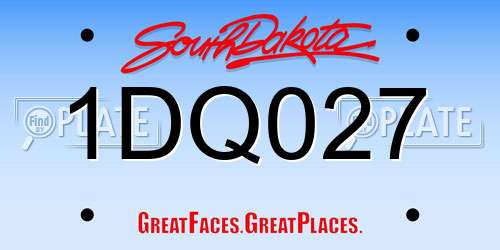 1DQ027 South Dakota License Plate