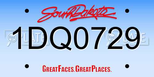 1DQ0729 South Dakota License Plate