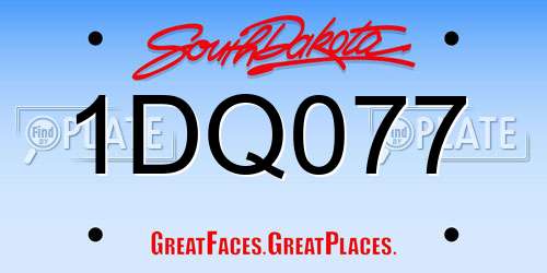 1DQ077 South Dakota License Plate