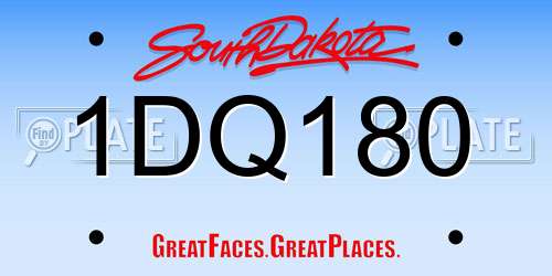 1DQ180 South Dakota License Plate