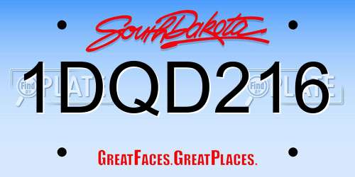 1DQD216 South Dakota License Plate