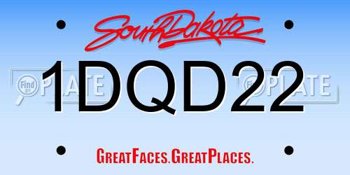 1DQD22 South Dakota License Plate