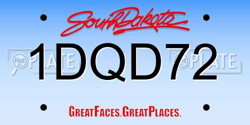 1DQD72 South Dakota License Plate