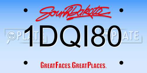 1DQI80 South Dakota License Plate