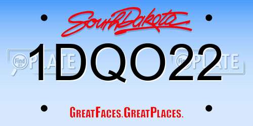 1DQO22 South Dakota License Plate