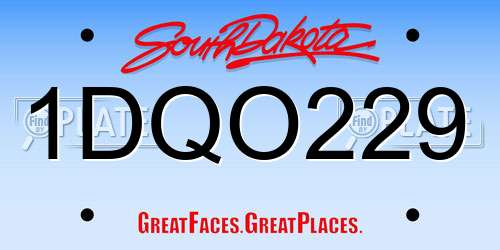 1DQO229 South Dakota License Plate