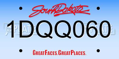 1DQQ060 South Dakota License Plate