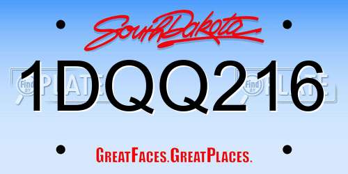 1DQQ216 South Dakota License Plate