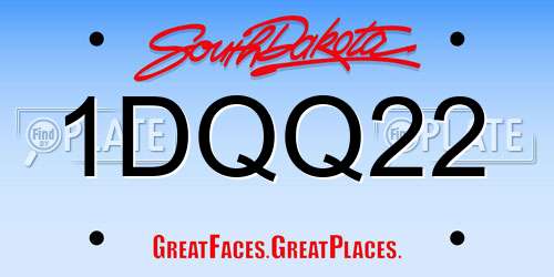 1DQQ22 South Dakota License Plate
