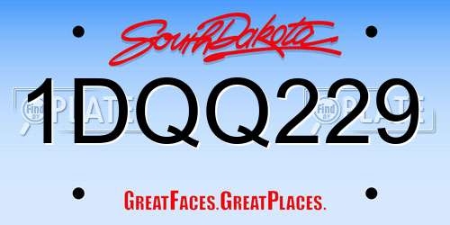 1DQQ229 South Dakota License Plate