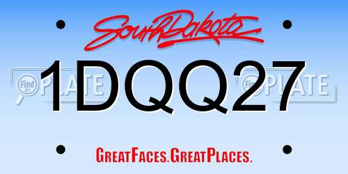 1DQQ27 South Dakota License Plate