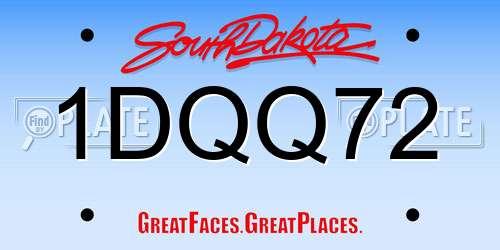 1DQQ72 South Dakota License Plate