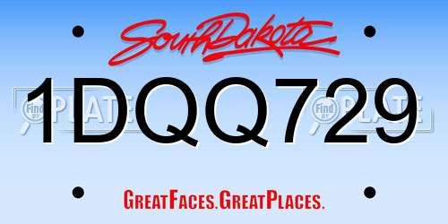 1DQQ729 South Dakota License Plate