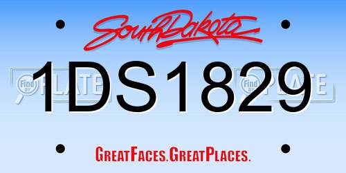 1DS1829 South Dakota License Plate