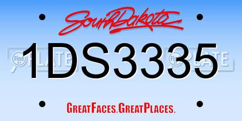 1DS3335 South Dakota License Plate