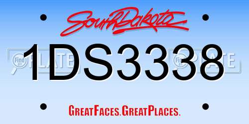 1DS3338 South Dakota License Plate