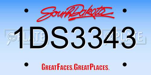 1DS3343 South Dakota License Plate