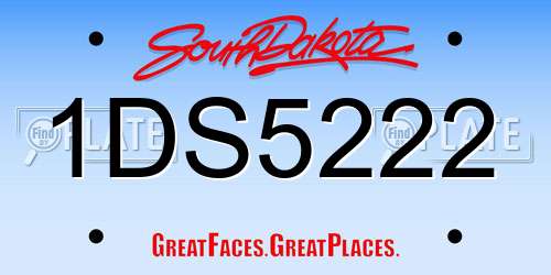1DS5222 South Dakota License Plate