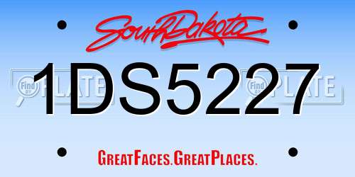 1DS5227 South Dakota License Plate