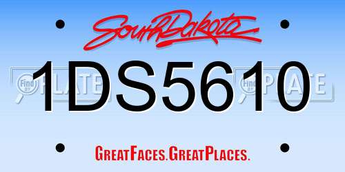 1DS5610 South Dakota License Plate