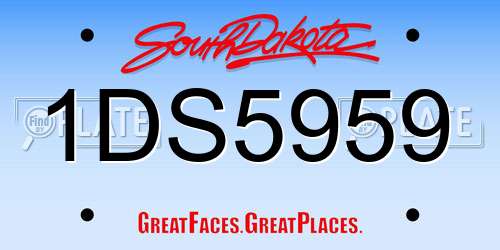 1DS5959 South Dakota License Plate