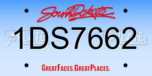 1DS7662 South Dakota License Plate