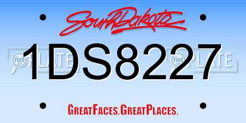 1DS8227 South Dakota License Plate