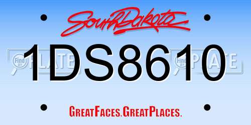 1DS8610 South Dakota License Plate