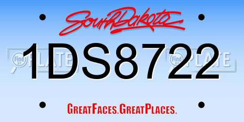 1DS8722 South Dakota License Plate