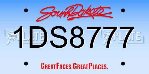1DS8777 South Dakota License Plate