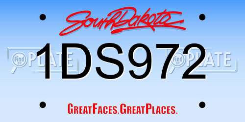 1DS972 South Dakota License Plate