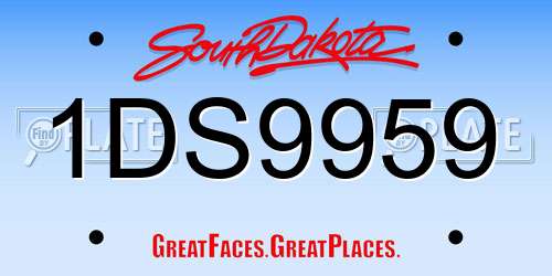 1DS9959 South Dakota License Plate