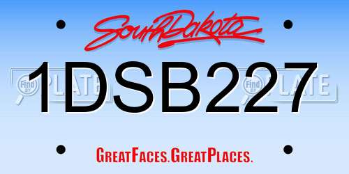 1DSB227 South Dakota License Plate